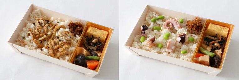 だし炊き込みご飯弁当 穴子山椒煮 ／ だし炊き込みご飯弁当 蛸と枝豆