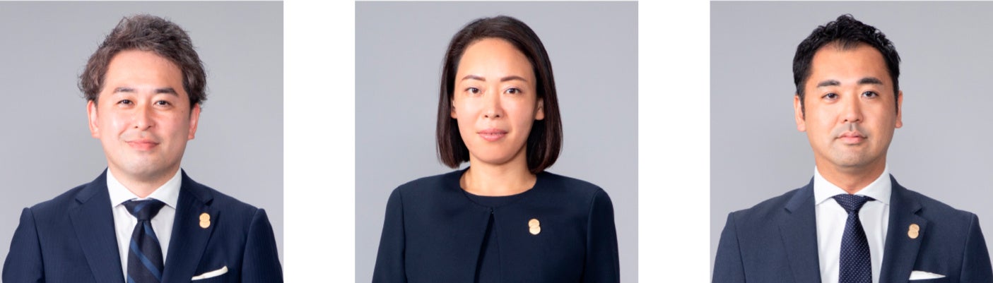 （左）常務取締役 薮嵜 正道／（真ん中）常務取締役 工野 有理／（右）取締役 総支配人 関本 敬祐