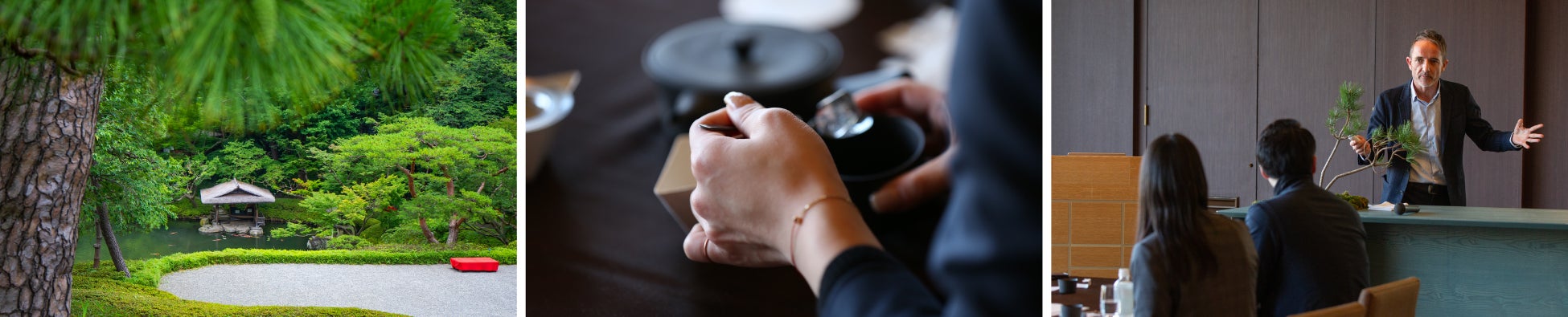 ※(左)日本庭園散策 (真ん中)OCHANOBA (右)EtonX Across the Universe ※写真はイメージです