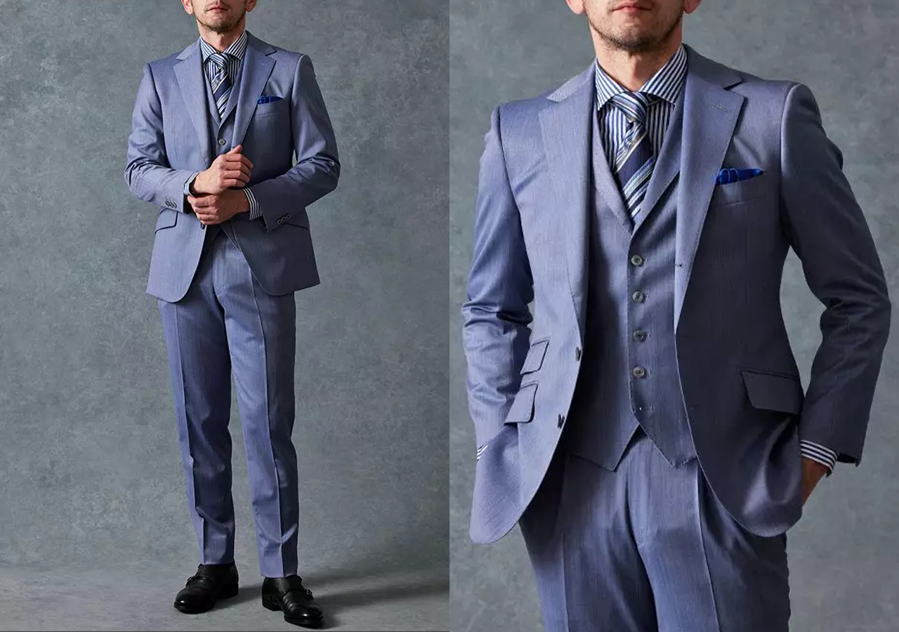 2点✨コルネリアーニ 銀座グローバルスタイル スーツ 発色の良いネイビーがイタリアらしいカノニコのネイビースーツ