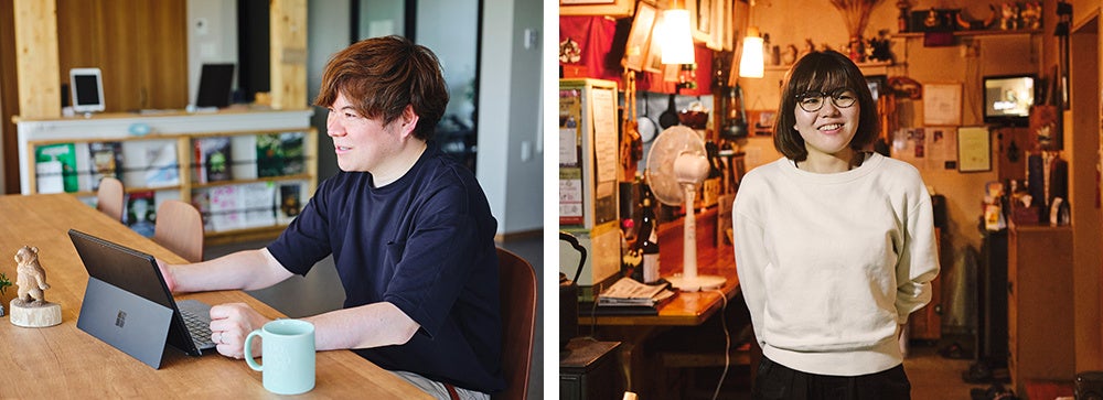 [左] 上士幌町 デジタル推進課 課長 梶達（かじ とおる）、[右]上士幌町 デジタル推進課 地域おこし協力隊 辻 彩香（つじ あやか）