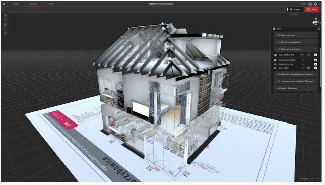 ■2D図面やBIMモデル、点群データまでも重ね合わせ計画内容と施工状況の差異を確認できるイメージ