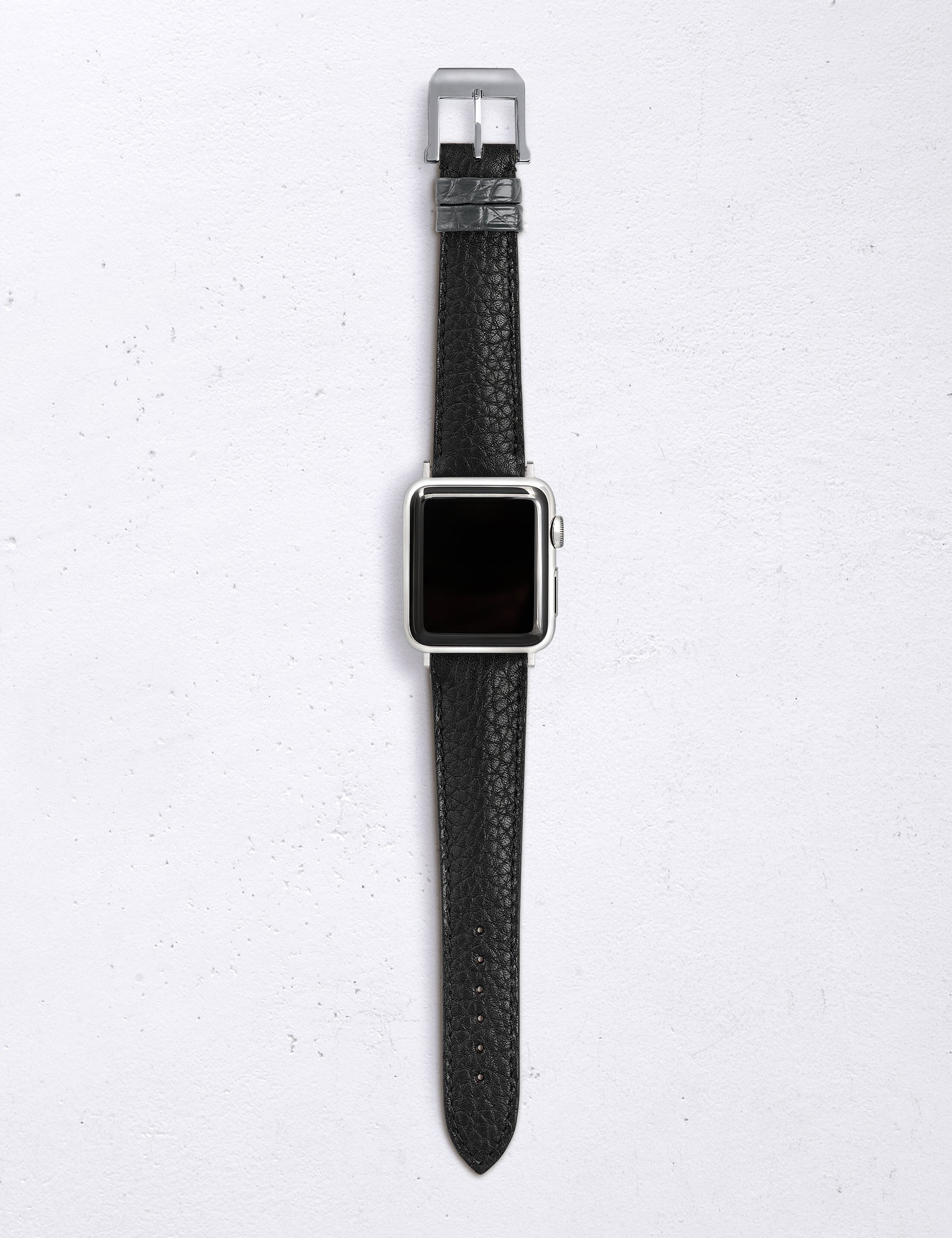 トリヨン・ブラック　アリゲーター マット・グレー