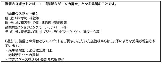 ナゾトキ街歩きゲーム『地下謎への招待状2025』謎解きスポットを募集します! ナゾトキ街歩きゲーム『地下謎への招待状2025』謎解きスポットを募集します!