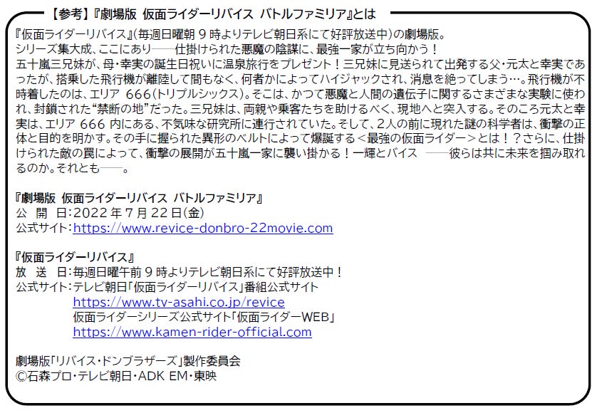 夏休み企画 劇場版 仮面ライダーリバイス バトルファミリア 公開記念東京メトロ スタンプラリーを開催します 東京メトロのプレスリリース 夏休み企画 劇場版 仮面ライダーリバイス バトルファミリア 公開記念東京メトロ スタンプラリーを開催します 東京メトロのプレスリリース