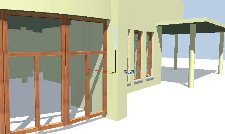 ▲クリックしたポイントで座標が交差する、モデル上の点を中心とした回転