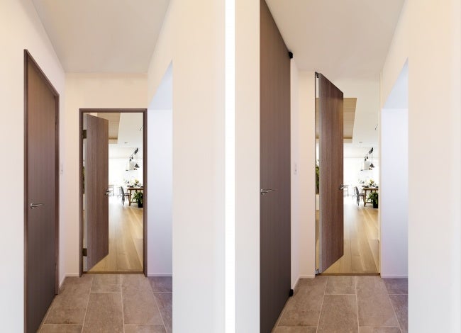 左：フルハイトドアでない空間　右：フルハイトドアの空間