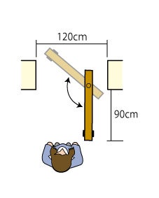 扉幅は120cmだが開いたときの出幅は90㎝