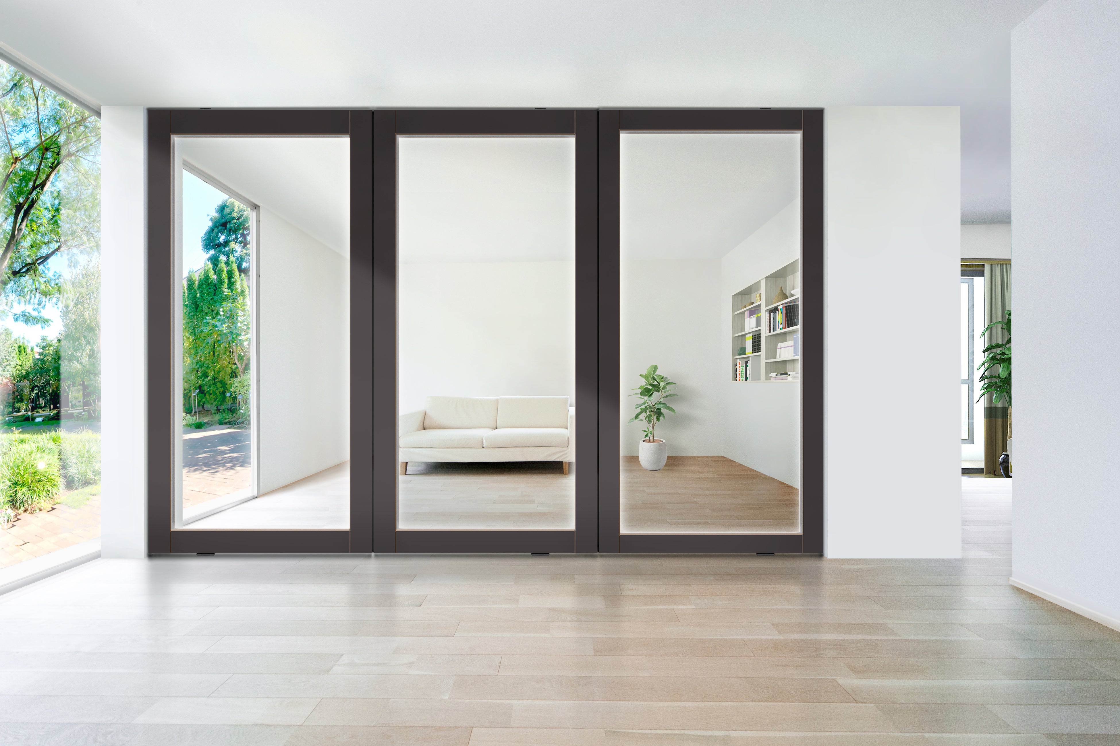 ガラスタイプを3枚連続で並べたイメージ