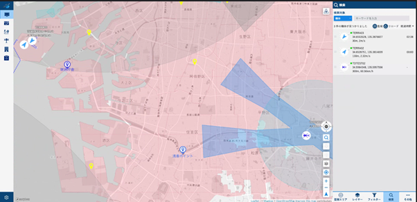 図.3 D-NETと直接連携した多種多様な機体の監視例