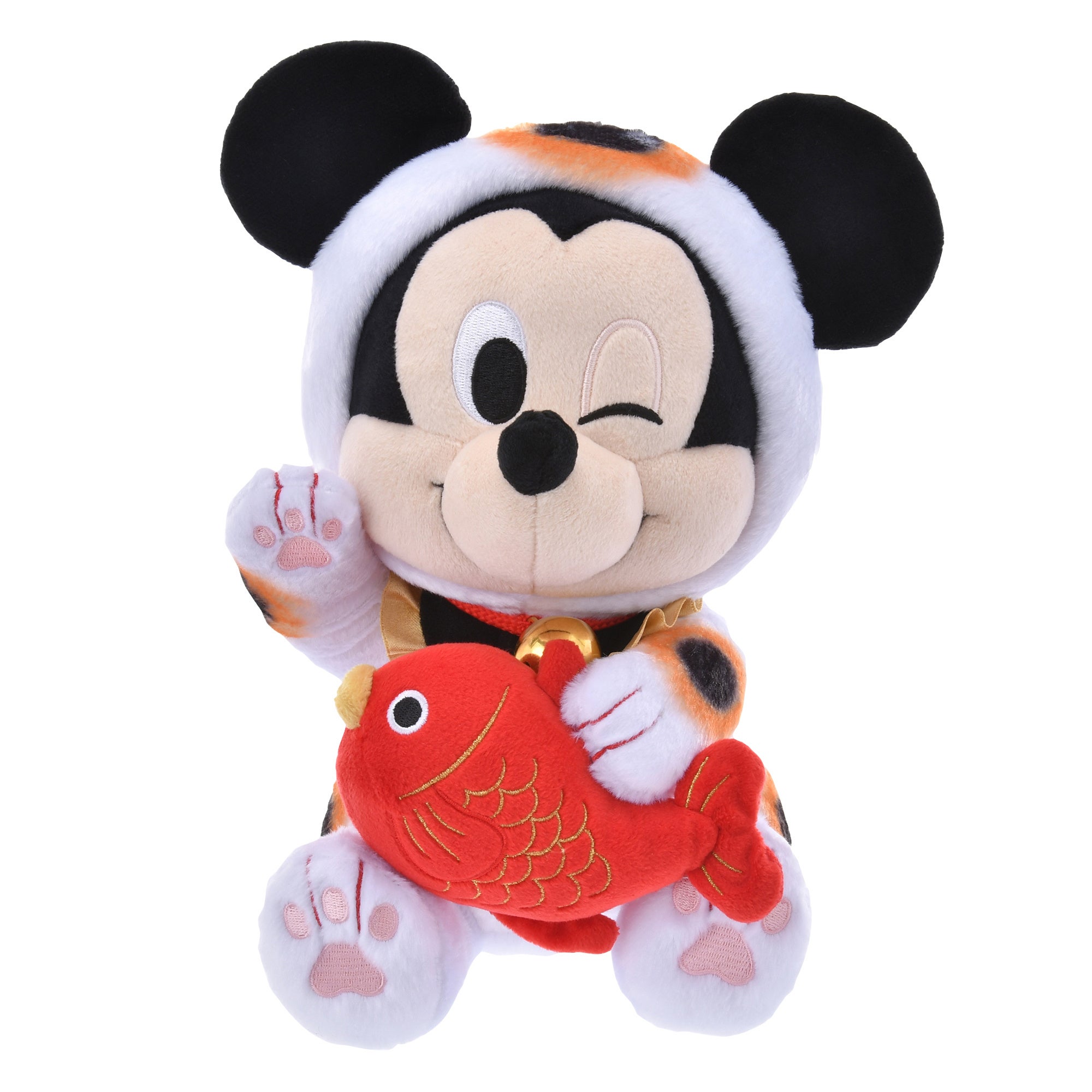 ディズニーストア　迎春ミッキー ミニー ぬいぐるみセット 猫のコスチュームを着たミッキーたちのぬいぐるみや2025年