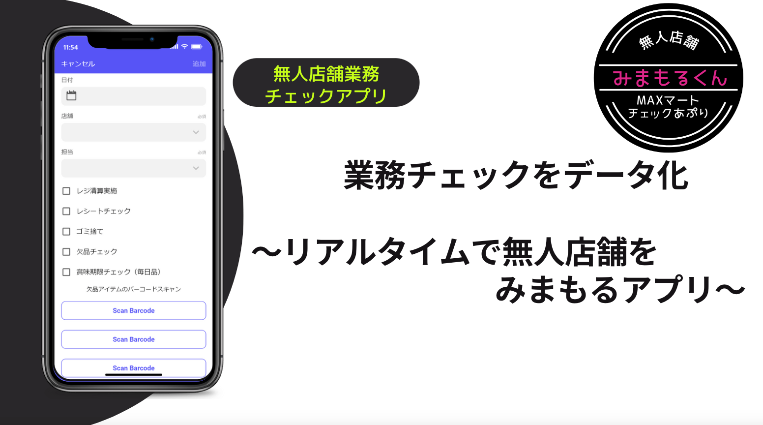 スーパーの無人店舗をみまもるアプリ
