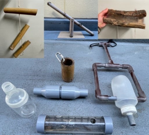 サンシャイン水族館飼育スタッフが製作したフィーダーの一部