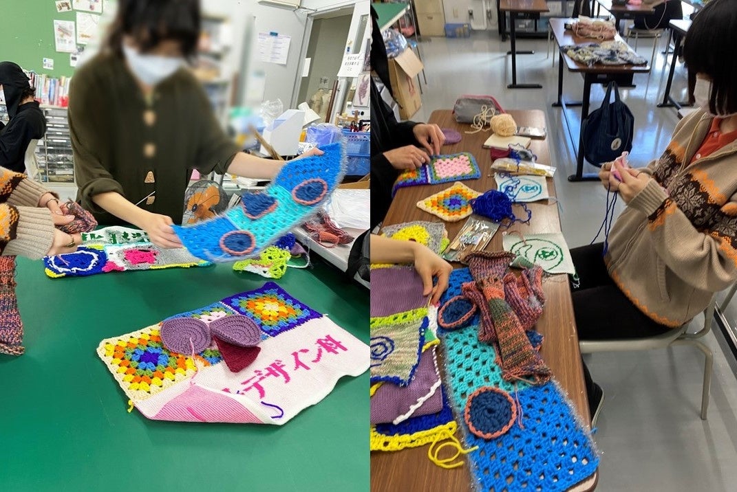 文化服装学院ニットデザイン科学生の作業風景
