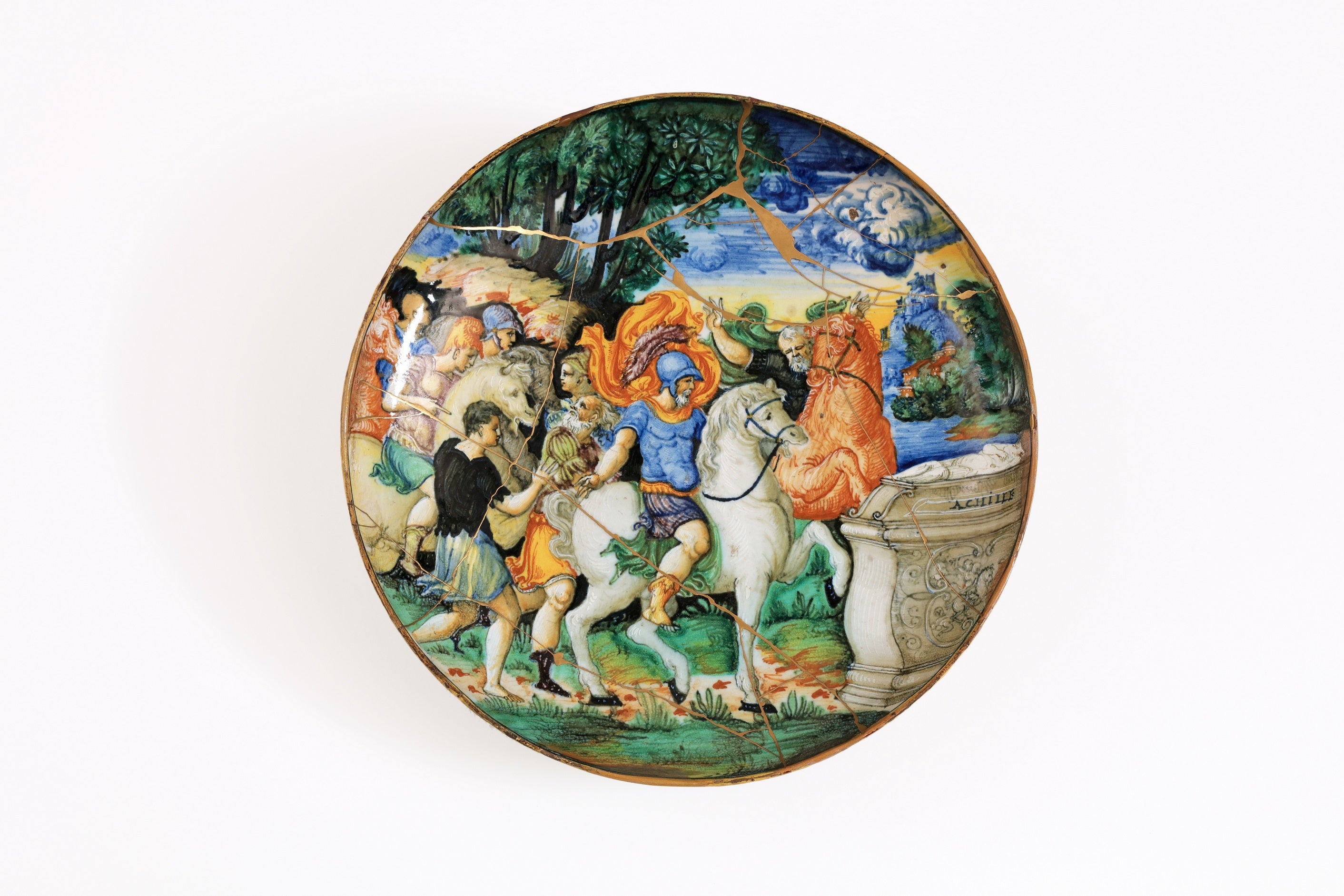 アレクサンドロス大王図皿 （マジョリカ陶器）