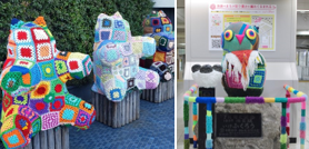 2021年度の編みものアート展示の様子