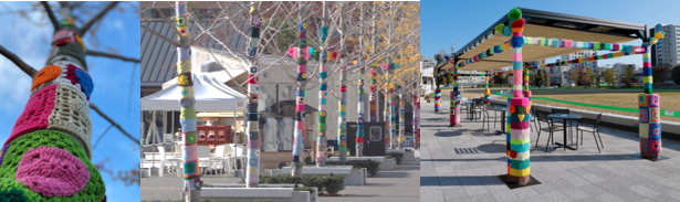 2021年度の展示期間、モチーフで彩られたイケ・サンパーク内の樹木など