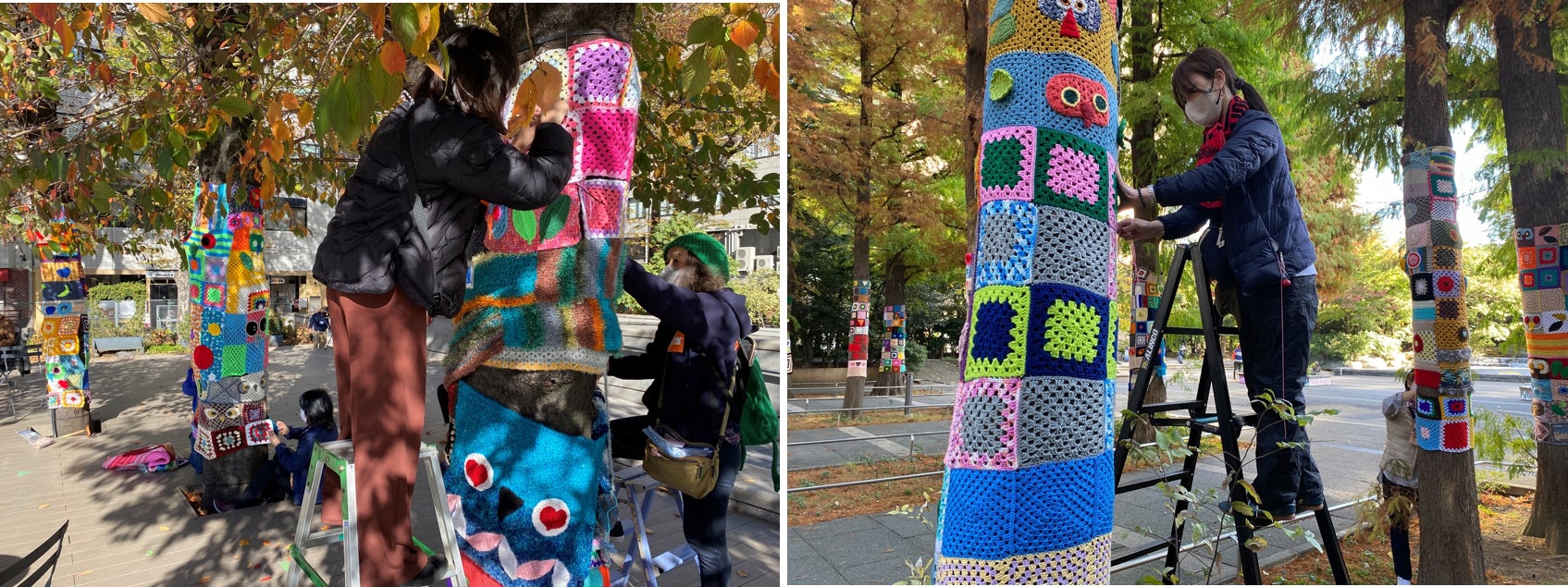 編みくるむワークショップの様子