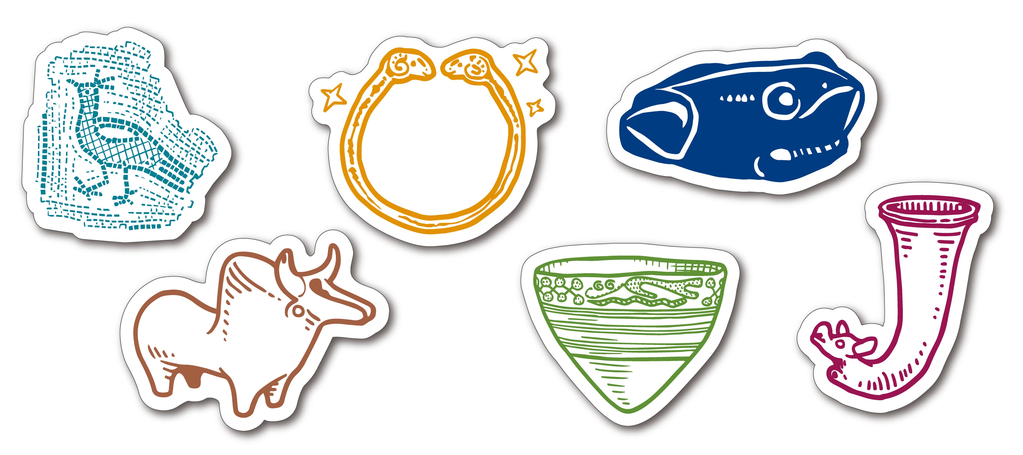 オリジナル型抜きフレークシール 6柄各5枚計30枚セット　550円