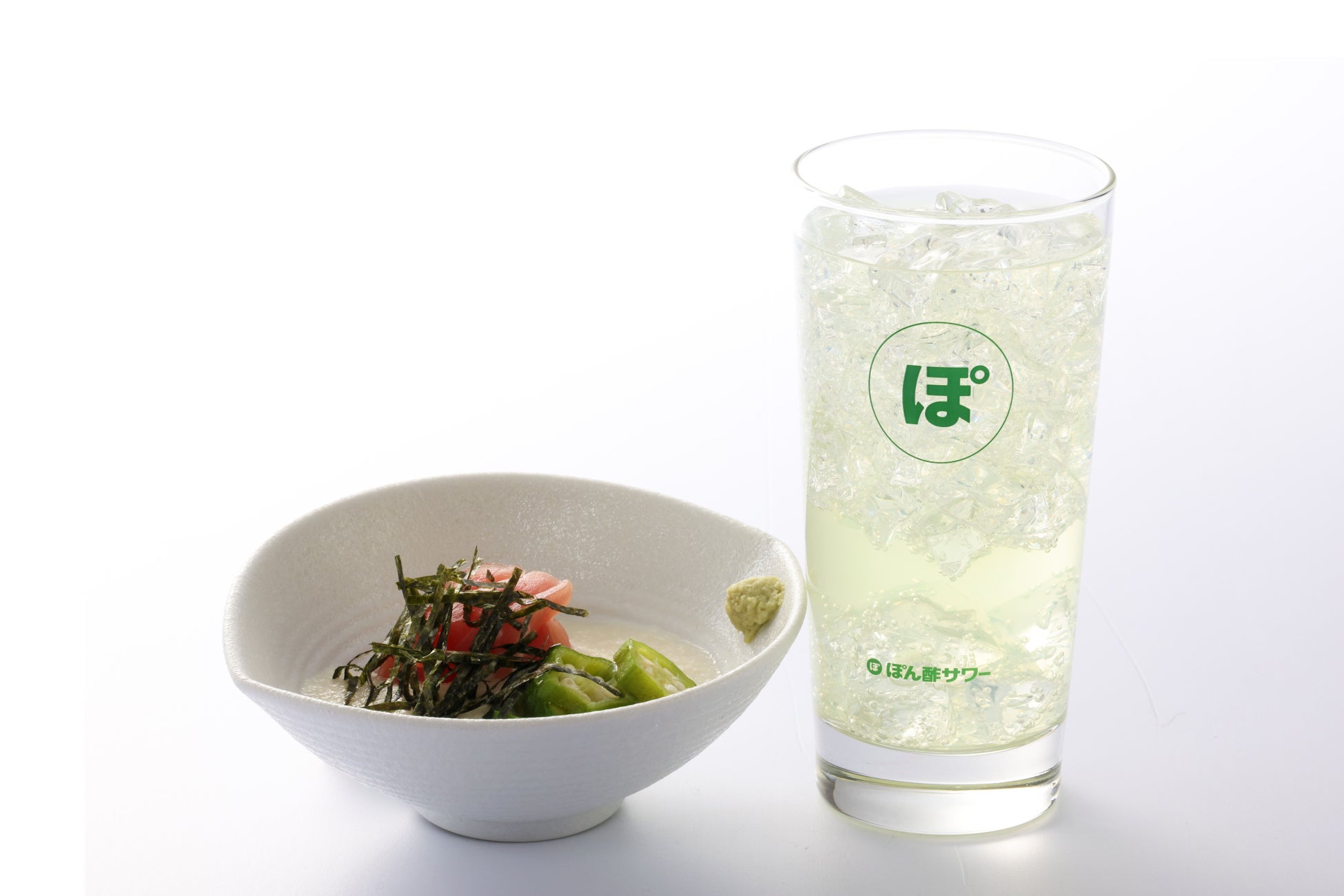 ぽん酢サワー(1杯)+鮪とおくらの上にとろろを かけた山かけ風の一品【1,100円】 <アルパ3F つきじ植むら>