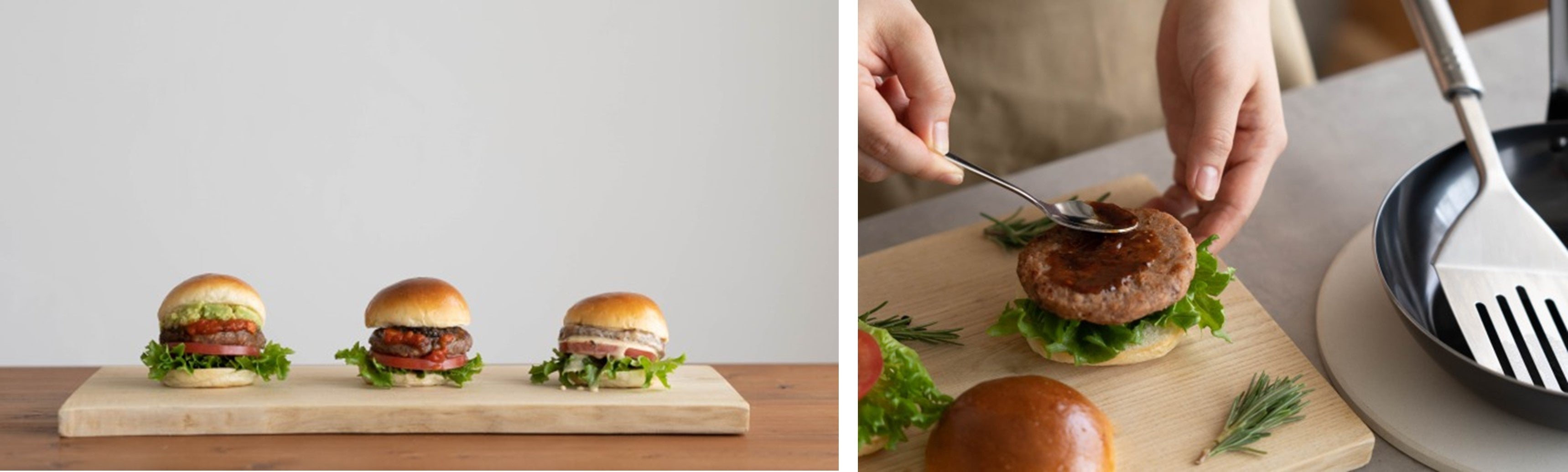 ５種類のパティと５種類のソースをお好みで楽しめる