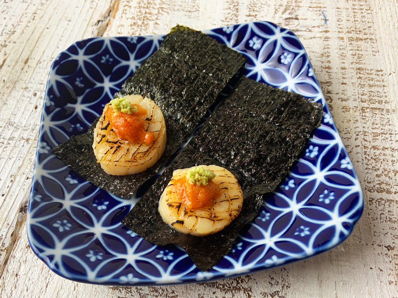 帆立と雲丹の磯部焼き