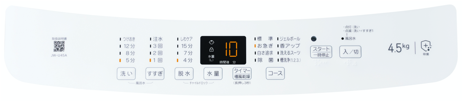 操作パネルイメージ（JW-U45A・JW-U55A・JW-UD55A）