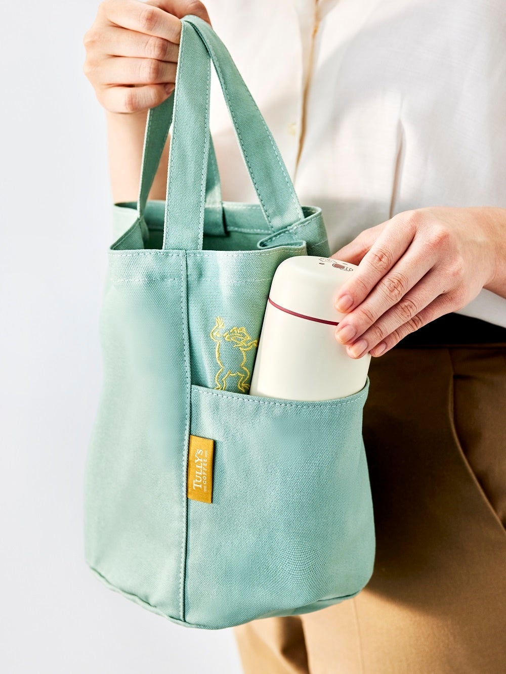 鳥獣戯画バケツトートバッグ（ミント）