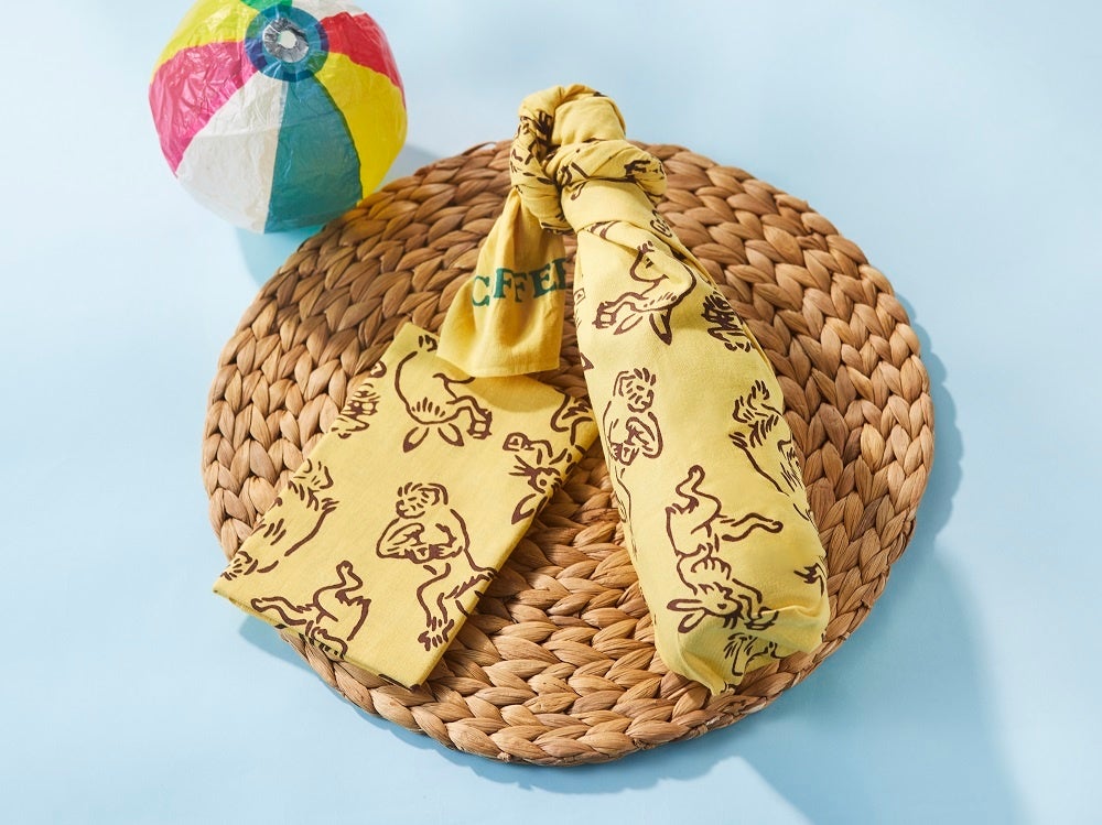 タリーズ手ぬぐい鳥獣戯画 ちょっと一息（マスタード）