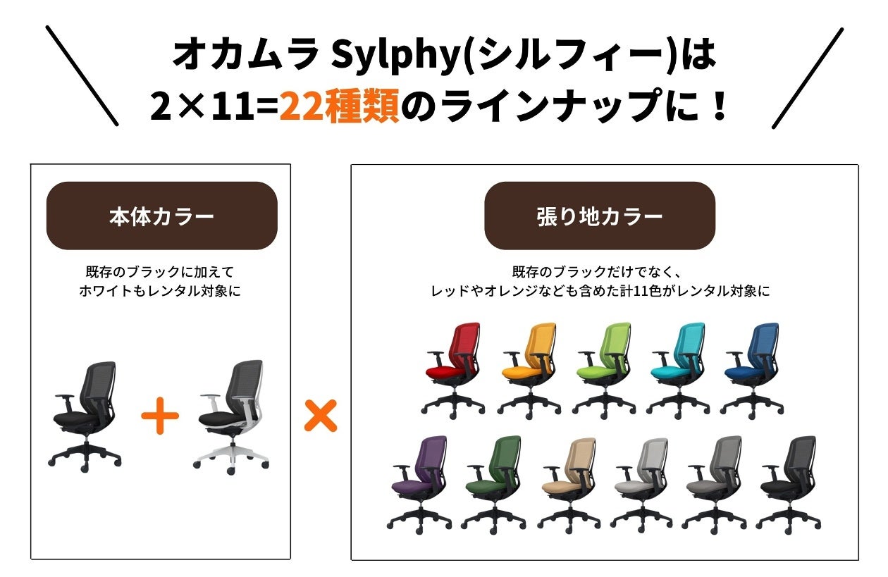 オカムラ Sylphy(シルフィー)はブラック1色から計11色展開に