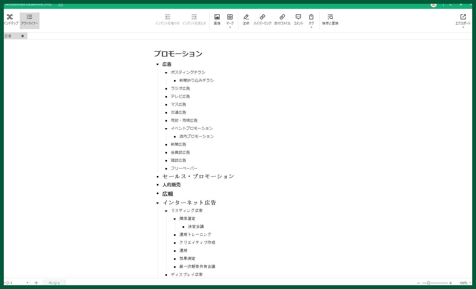 △　アウトライナー機能