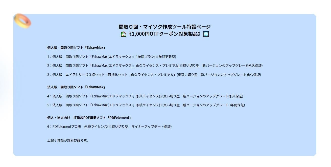 間取り図・マイソク作成ツール特設ページ《1,000円OFFクーポン対象製品》