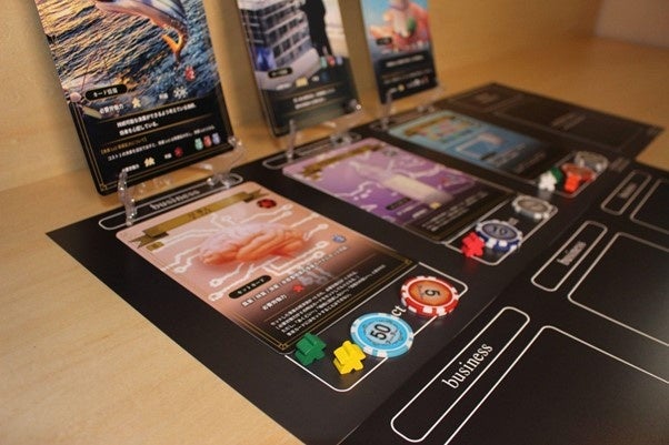 実際のゲームで使用する物品です。労働力や資金を使用することで事業を立ち上げ、新たな資金を獲得します。