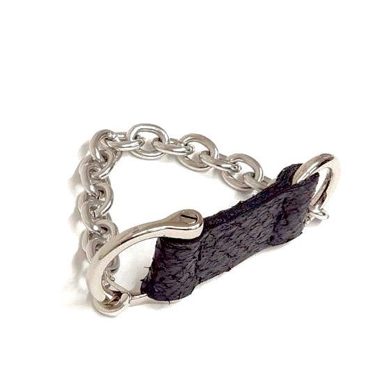 222フィッシュレザーステンレスチェーンブレス