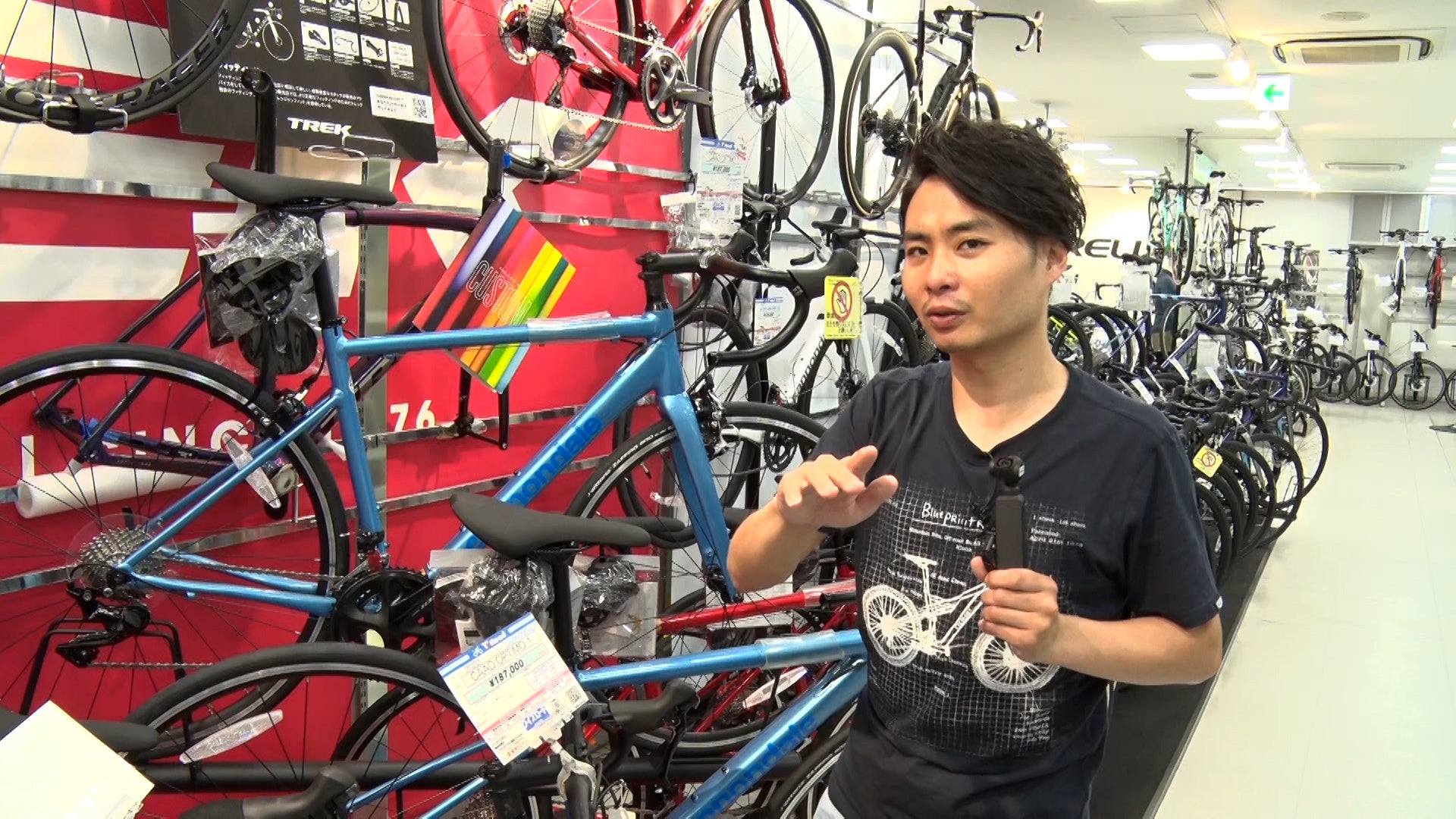 ©TVO　キャノンデール　OPTIMO１を説明するAD藤本　2022年6月6日撮影＠Y‘ｓRoad大阪本館