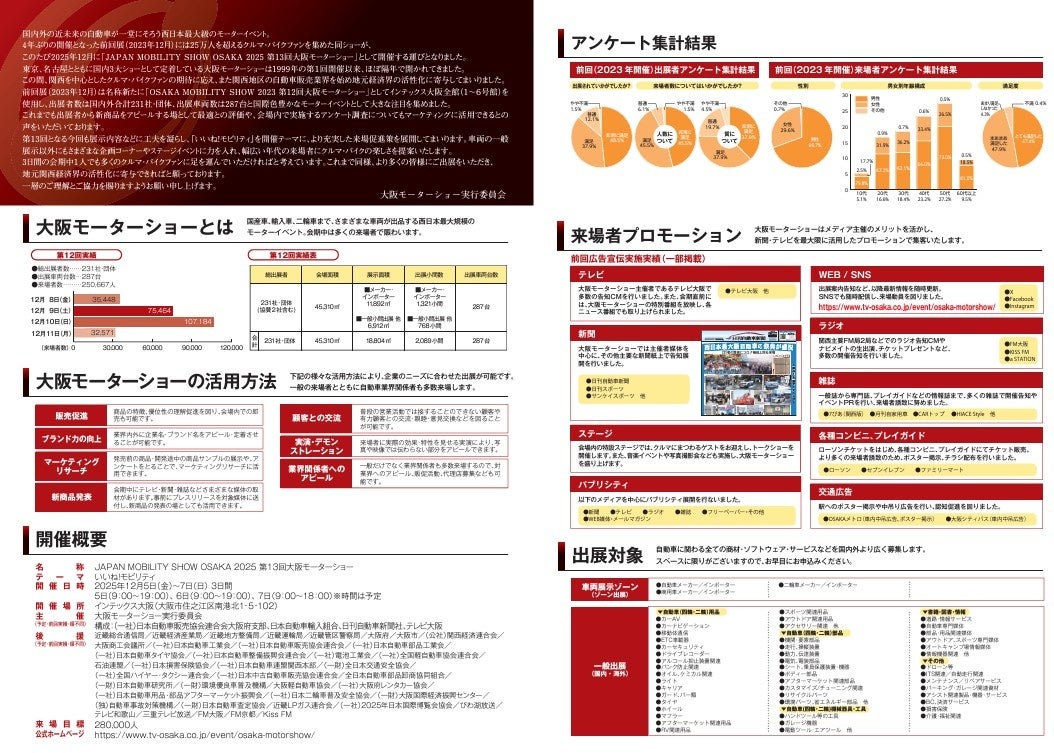 大阪モーターショー実行委員会が、2025年12月開催の同展示会の出展募集