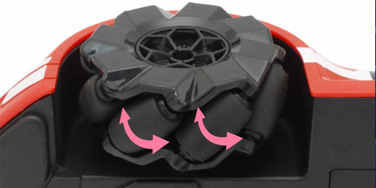 水平走行・斜め45°走行・360°回転を可能にする秘密はコレ!「オムニホイール・メカナムホイール」を採用。