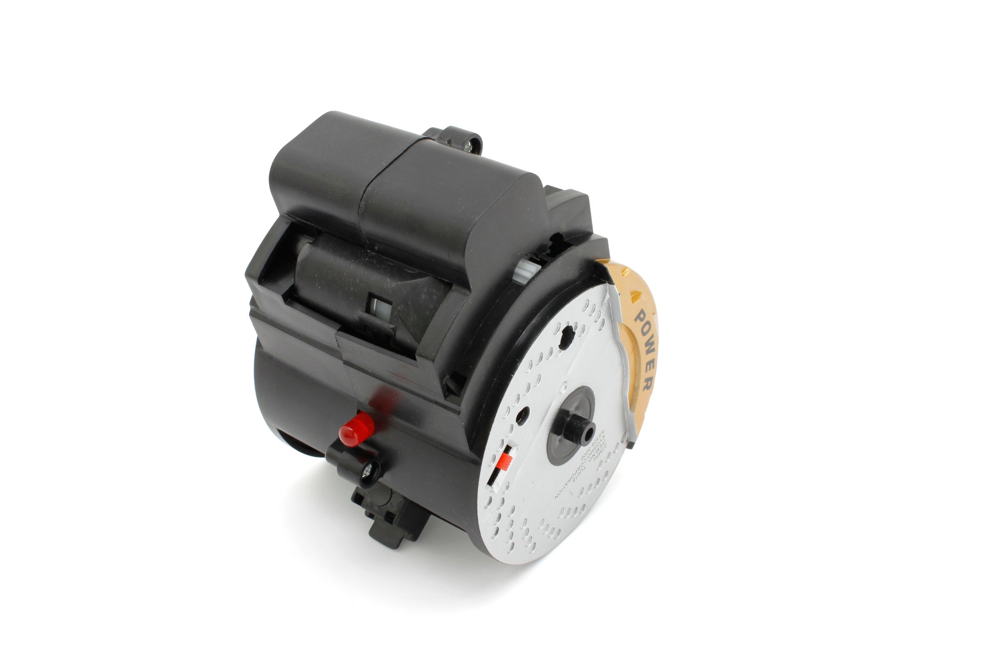 ブレーキディスクの左右にあるギアが、タイヤの内側と噛み合うことで走行が可能となる。