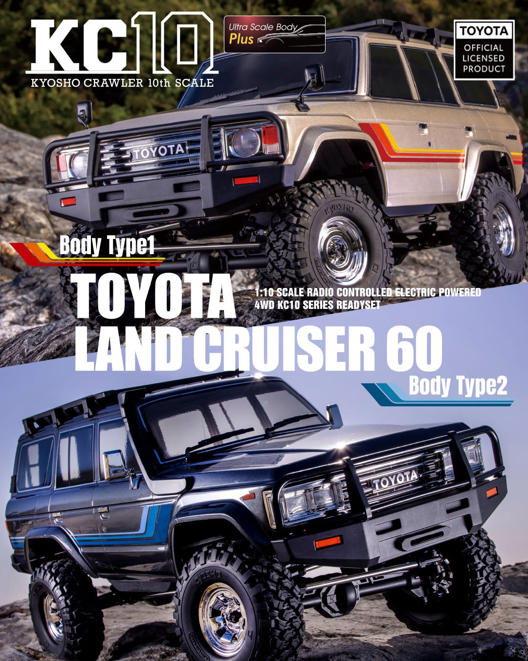 【京商】名車「ランドクルーザー60」を1/10スケールで再現したRCクローラー「KC10」シリーズ、待望のボディタイプ2が7月下旬発売