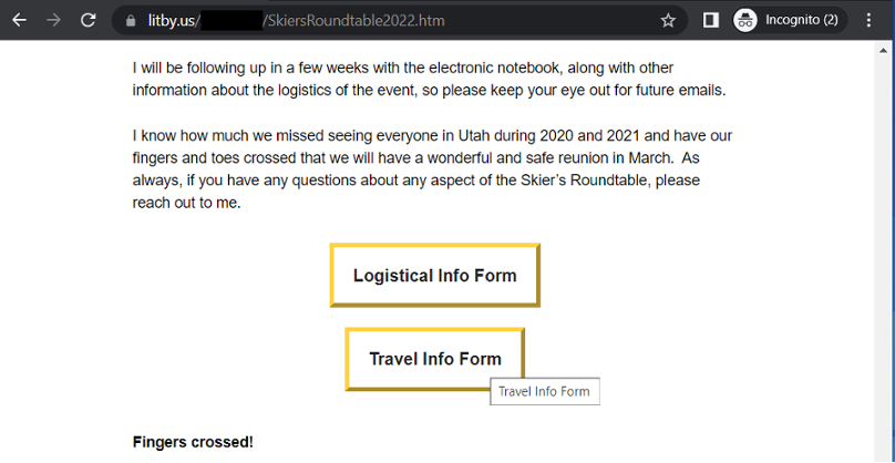 図9：偽の招待状の一番下にあるアクションアイテム