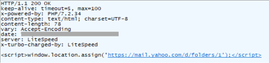 図2：攻撃者のサーバーでのJavaScriptベースのリダイレクト