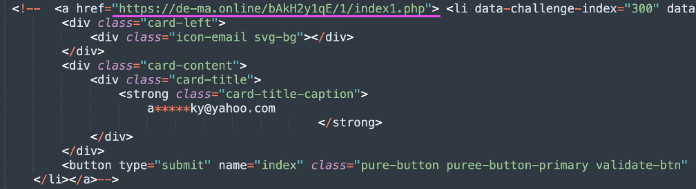 図11：フィッシングページのコメントアウトされたソースコード