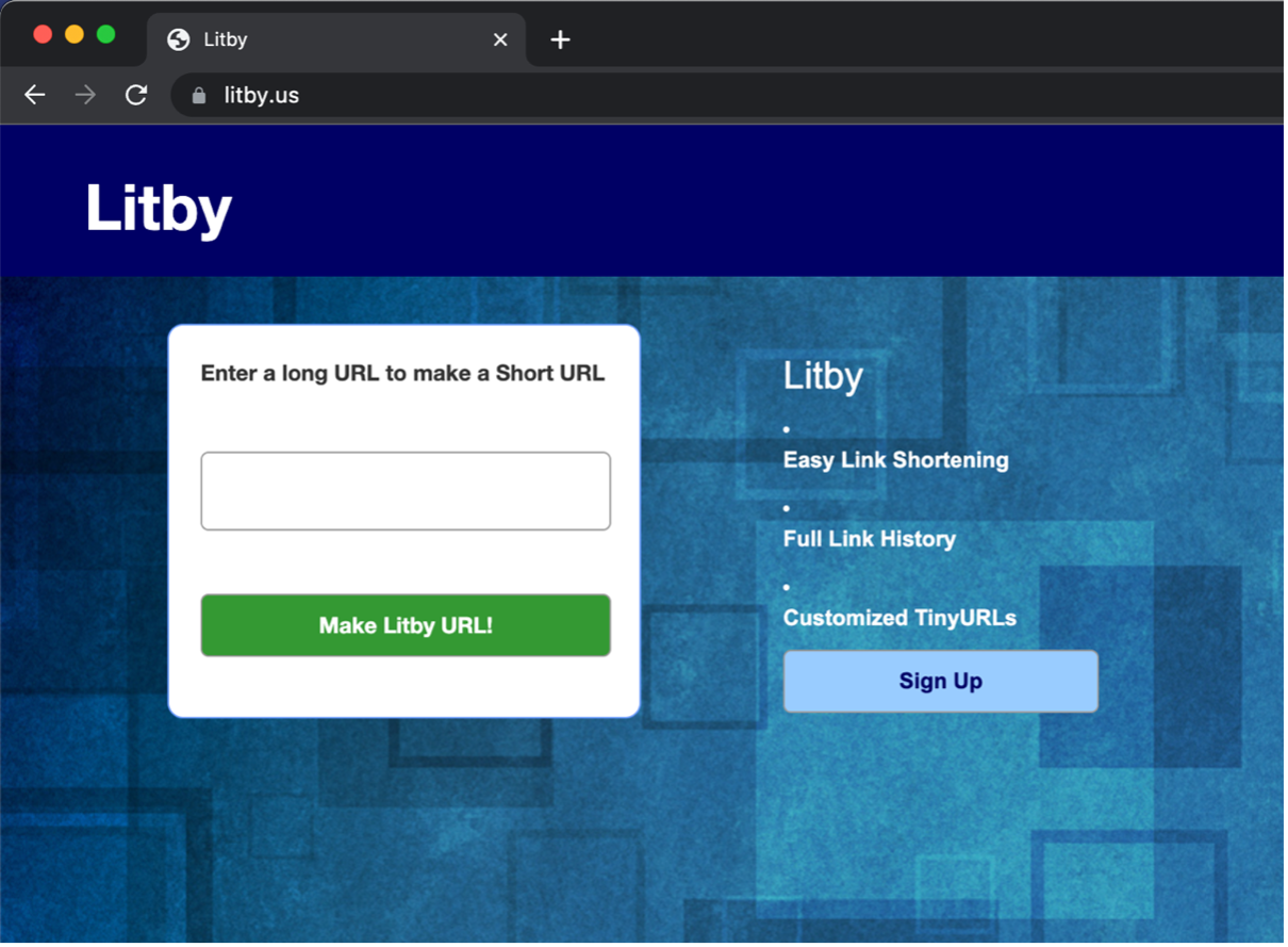 図1：偽のURL短縮サービスLitbyのメインページ