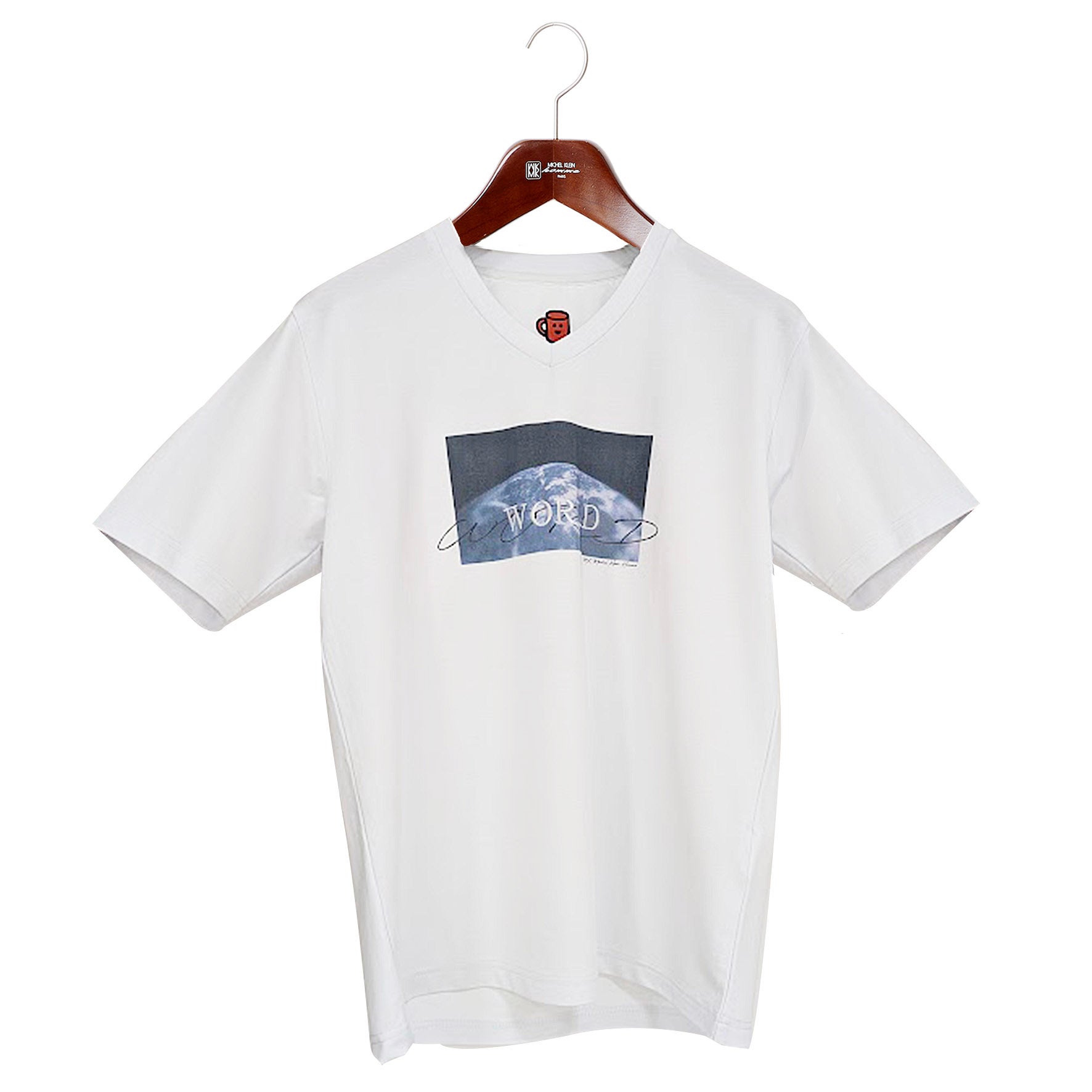 Vネック （WORLDプリント）