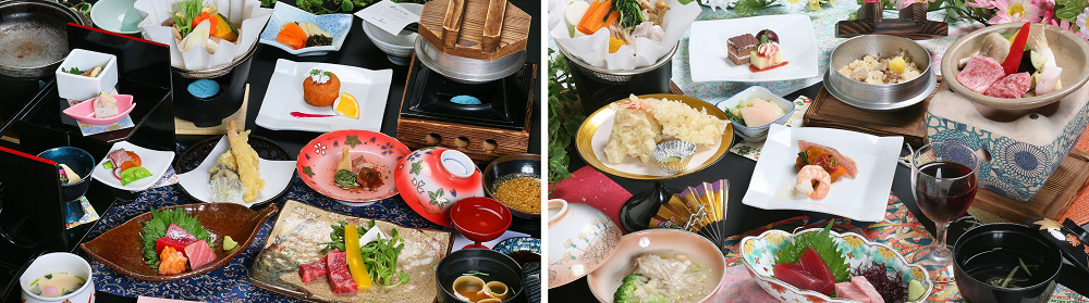 シティ＆レジャーカテゴリ3位 山梨県「石和温泉　華やぎの章　慶山」の会席料理（一例）