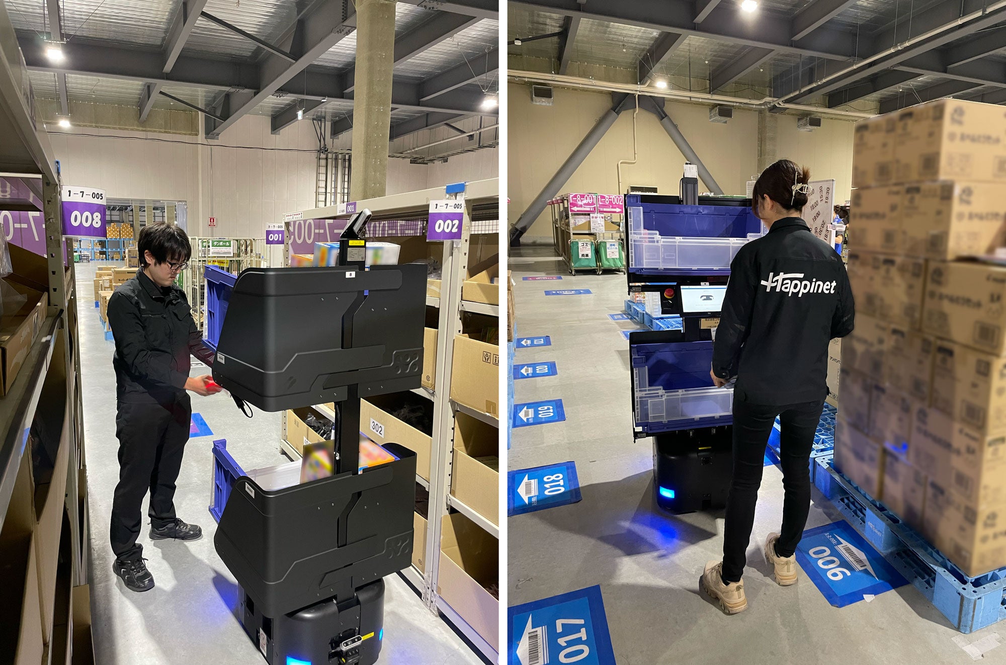 AMRと協働ピッキングをしている様子