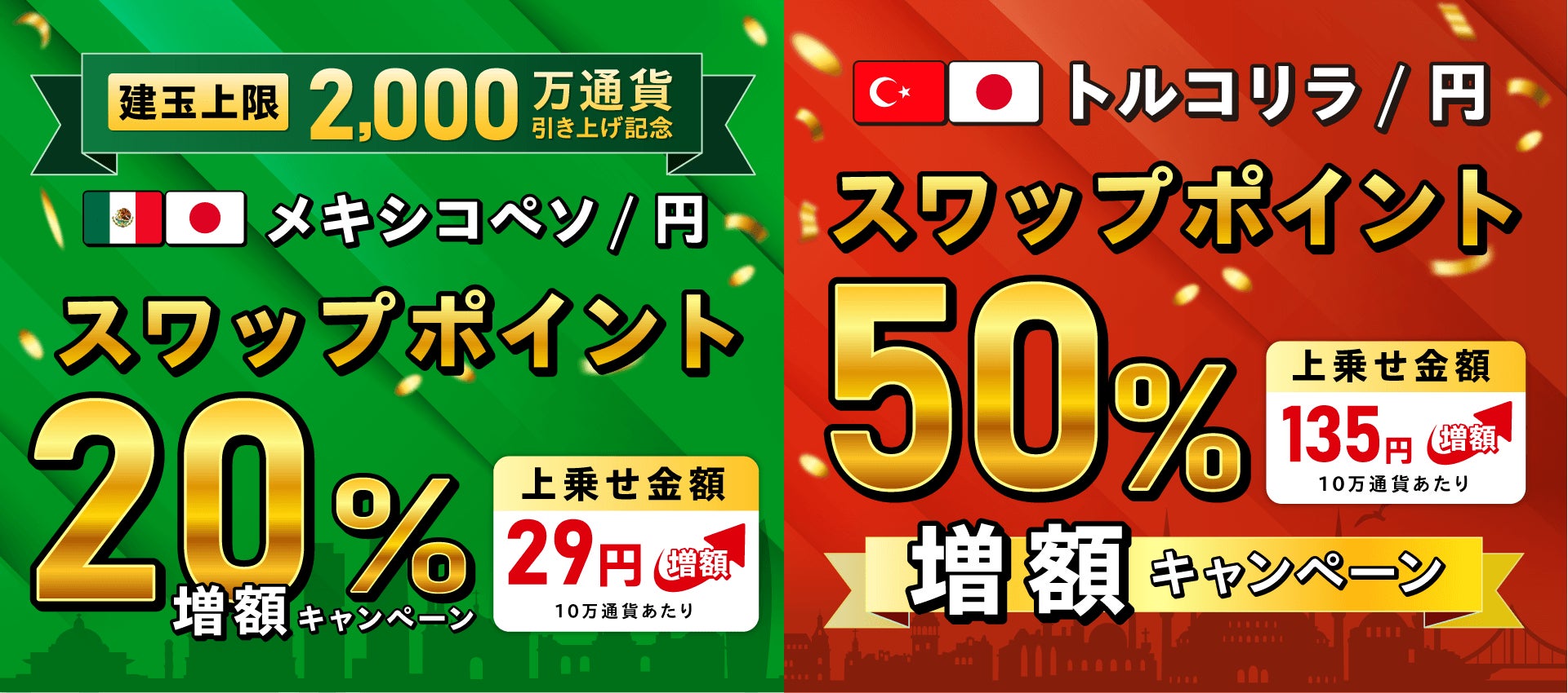 建玉上限引き上げ記念】メキシコペソ/円・トルコリラ/円スワップ 建玉上限引き上げ記念】メキシコペソ/円・トルコリラ/円スワップ