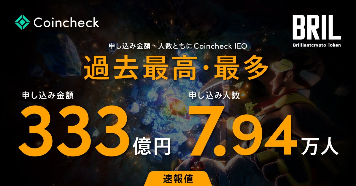 ブリリアンクリプトトークン（BRIL）、Coincheck IEO過去最高の