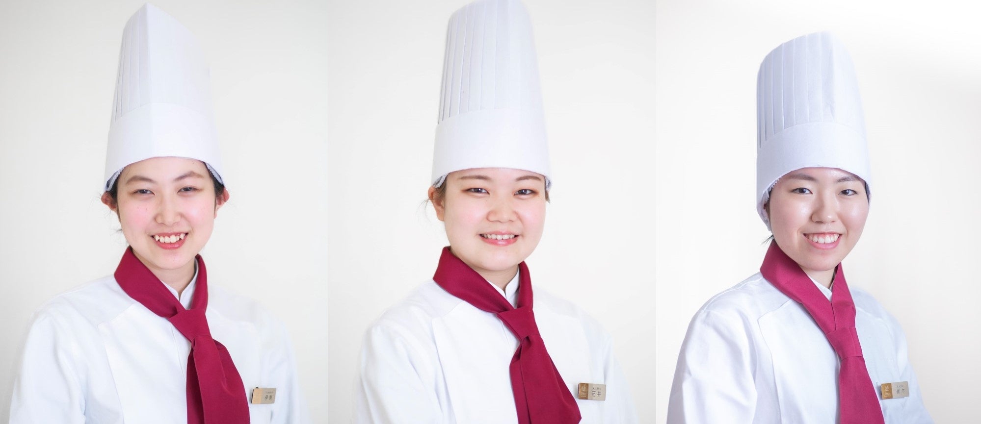 若手料理人 伊原優里、石井真里菜、青木鈴奈（3名とも2020年入社）