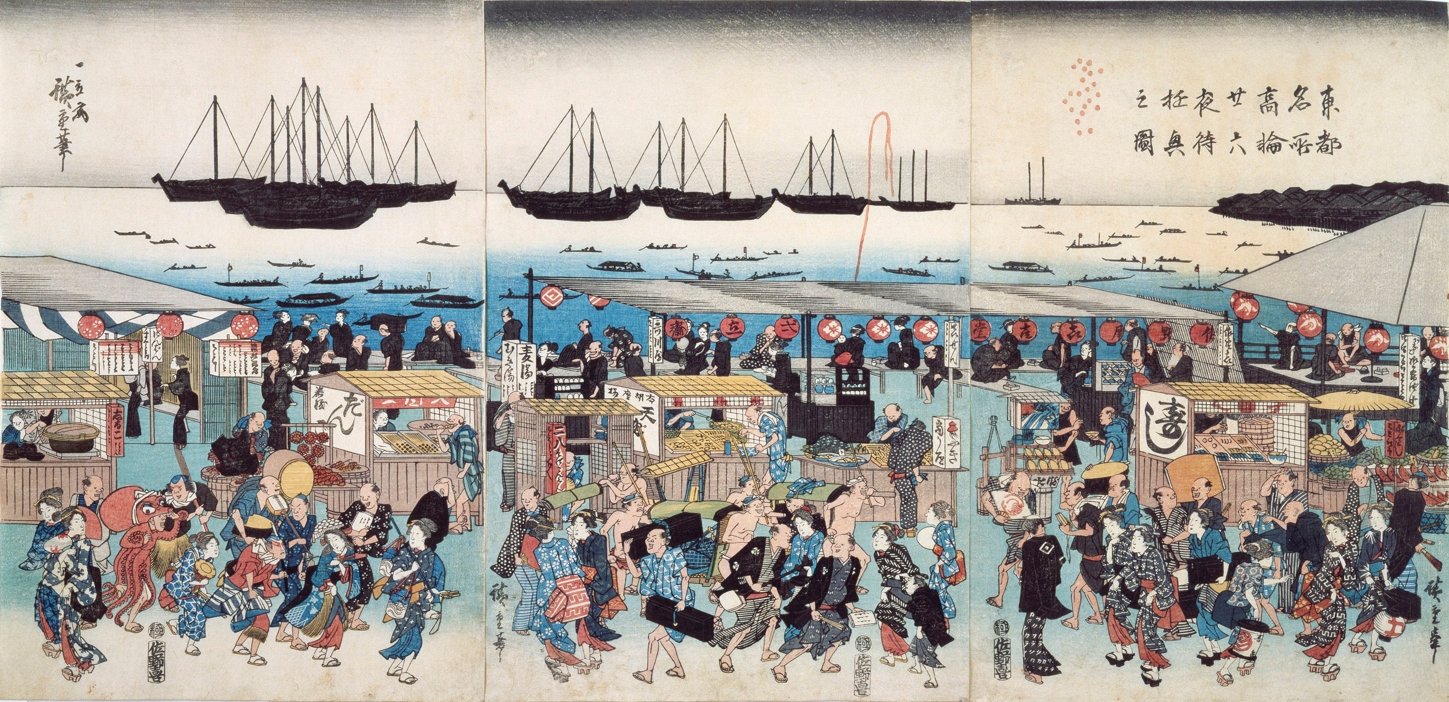 歌川広重「東京名所 高輪廿六夜待遊興之図」